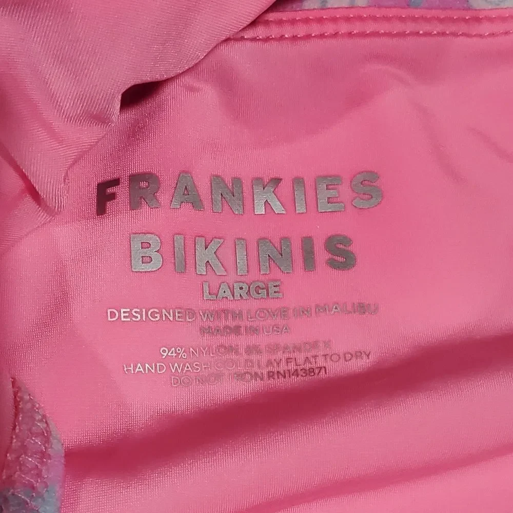 Frankies Bikinis Womens Pink Blue Floral Halter Cutout One Piece Swimsuit Large